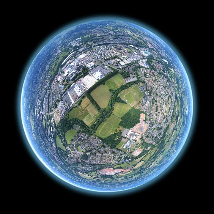 View of earth from sky through globe glass