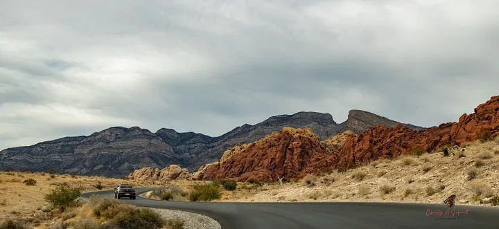 Open winding road through the mountains in Nevada