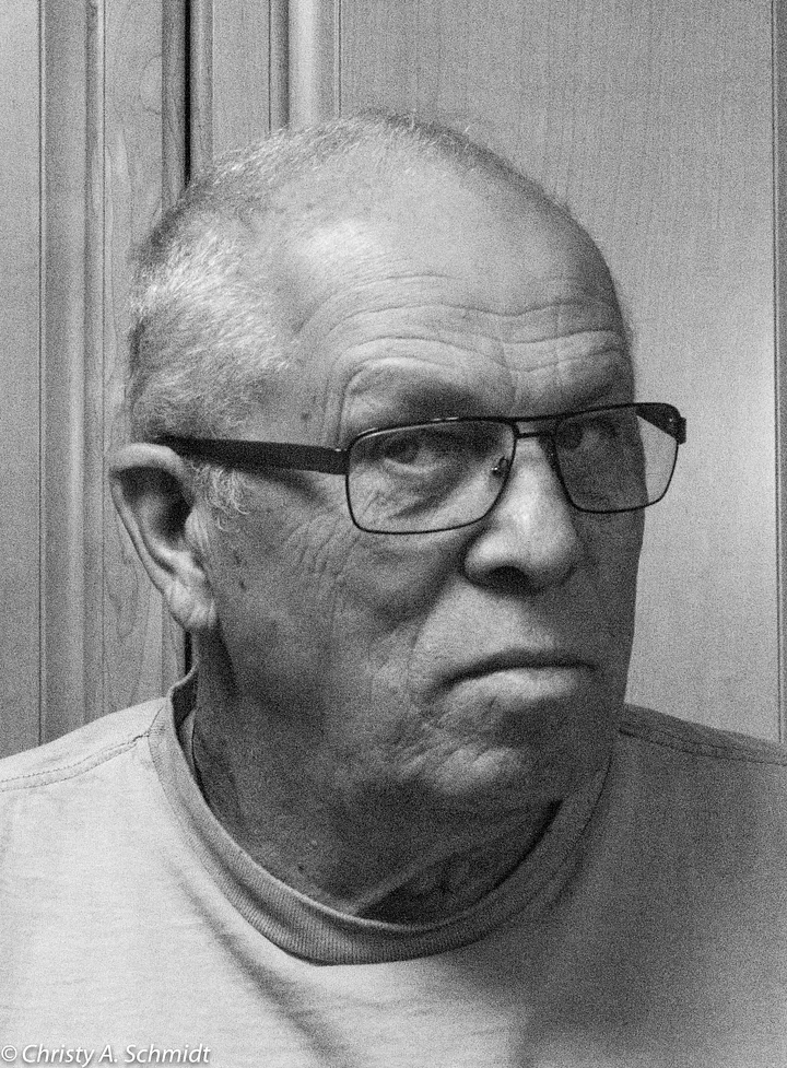 Author’s father, John Schmidt. A master at angry-face. Copyright 2016, C. A. Schmidt